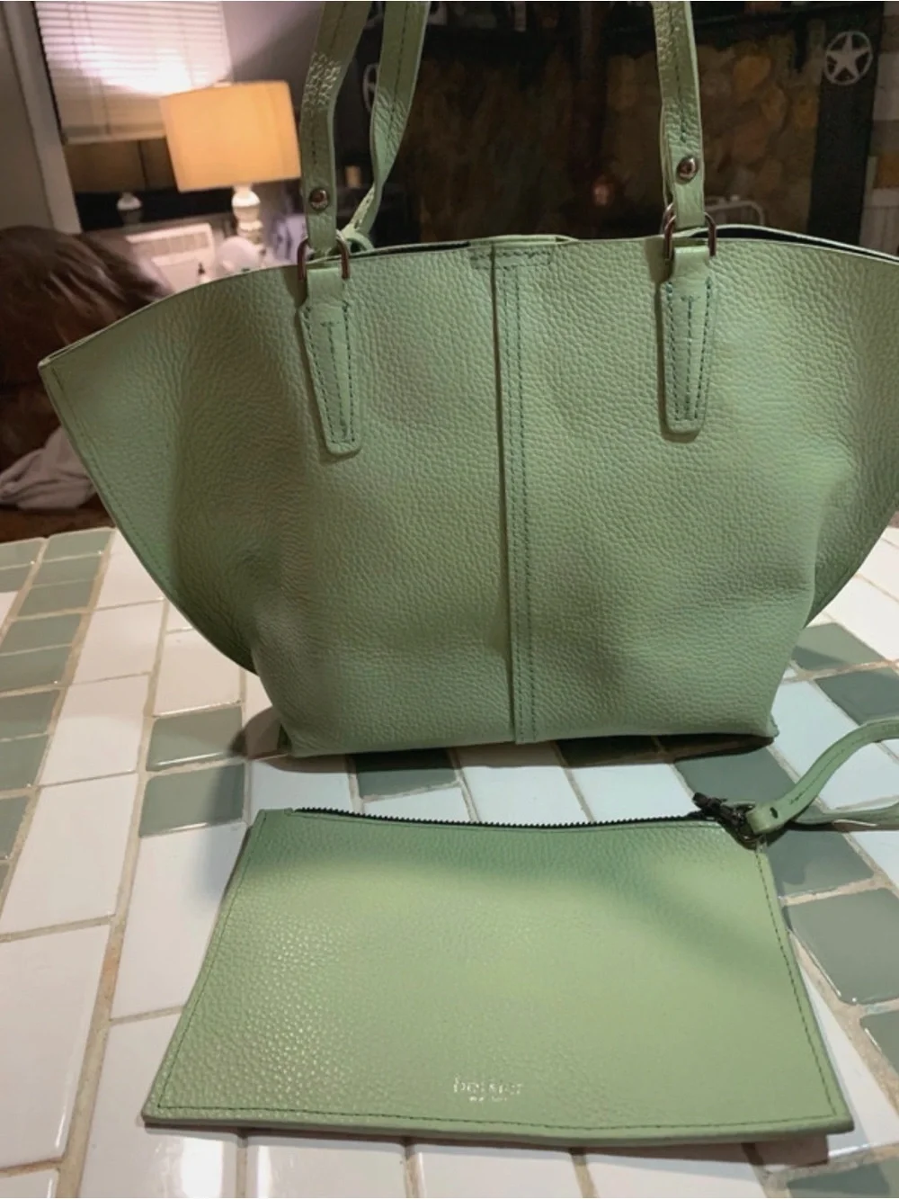 Botkier Mint Green Leather Tote with Wristlet - Picture 7 of 7